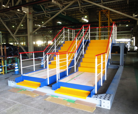 岡部工場設置の新製品モデル。部品ごとに色を分けています。